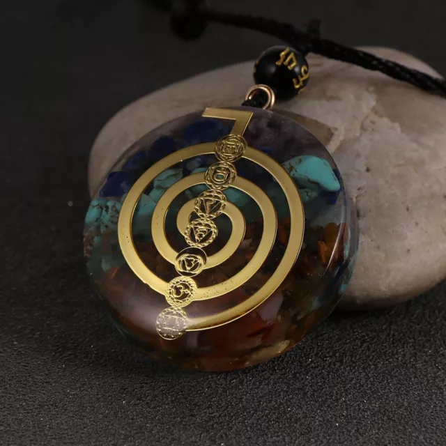 7 Chakra Healing Stones EMF Protection Orgone Energy Generator Pendant Necklace