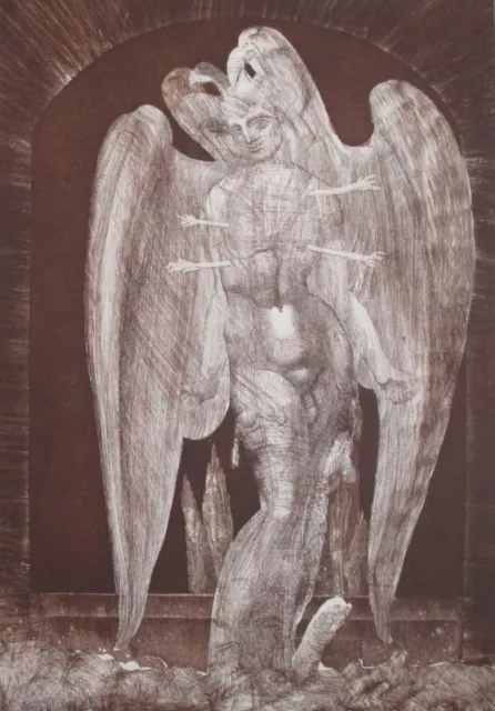 ERNST FUCHS  IKARUS HERMAPHRODIT  RADIERUNG 1975 sehr gross TOPZUSTAND signiert!