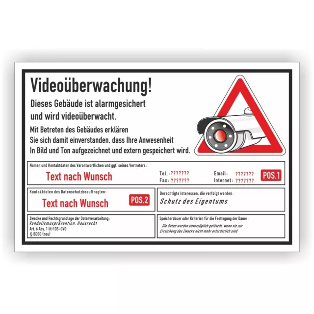 Schild Videoüberwachung videoüberwacht DSGVO Hinweisschild Kamera Vi142