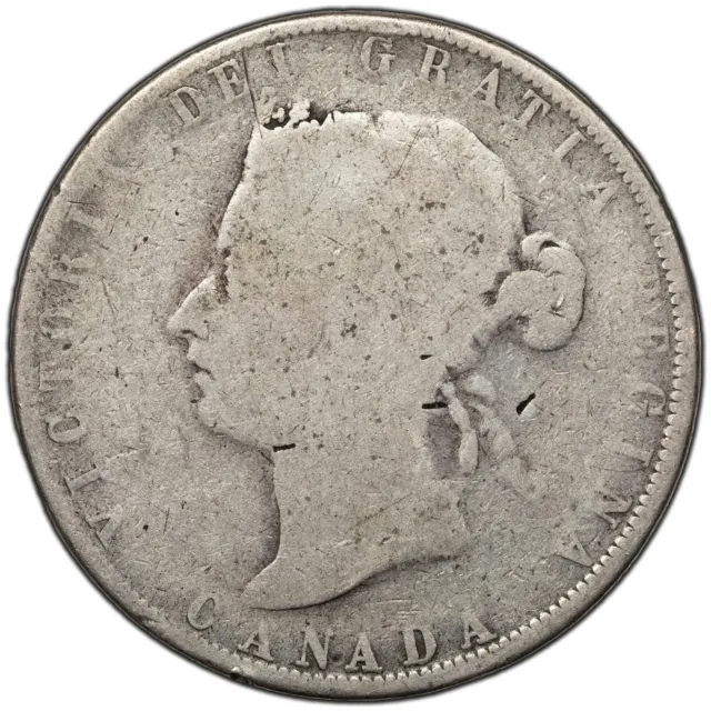 Canada 1872-H 50 Cents Half Dollar Silver Coin - AG