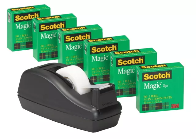 Pack de valeur bande magique Scotch 810C40BK avec distributeur C40, 3/4" x 1000", 1" Core, 6pk 2