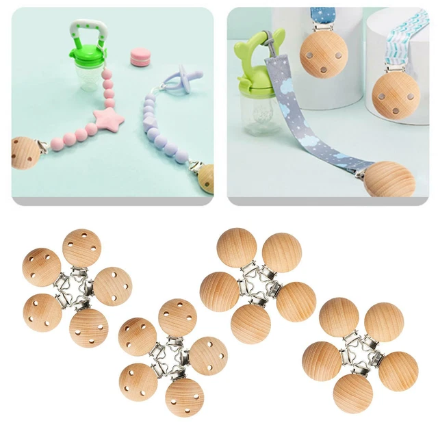 20 Pieces Wooden Pacifier Clips Dummy Nipples Clips Bibs Toys