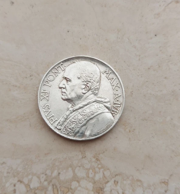 Citta' del Vaticano 10 Lire argento anno 1933-1934 Papa Pio XI