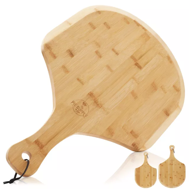 Bamboo Pizza Peel, Baking & Serving Wooden Paddle Cutting Board with Handle