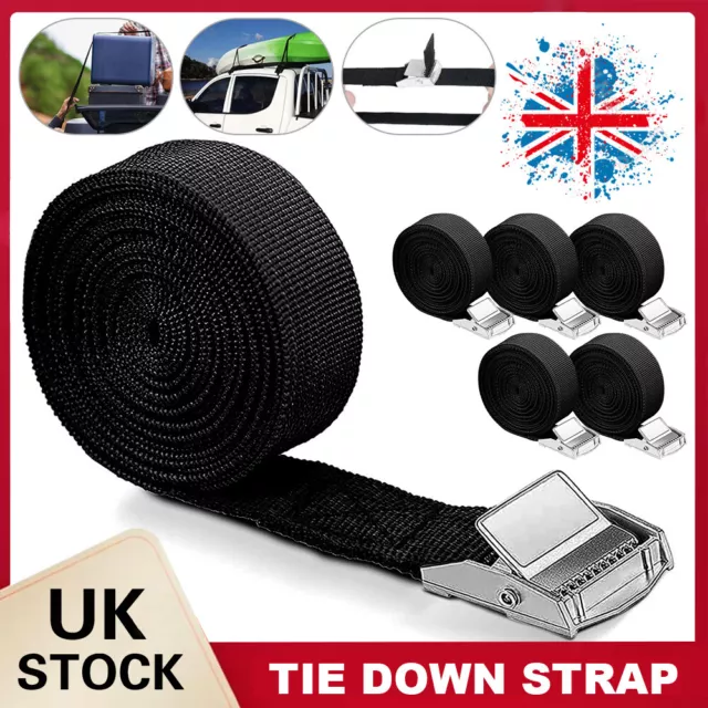 2-6PCS Heavy Duty Ratchet Tie Down Straps Car Roof Rack Belts Quick Release 2.5M