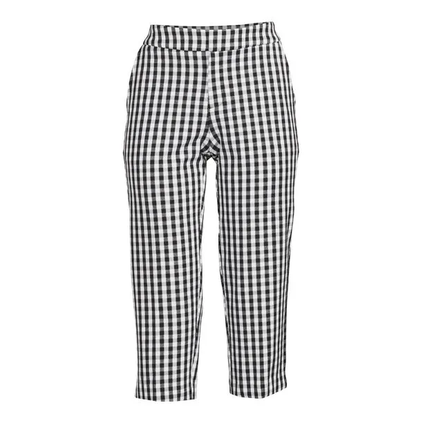 Time & Tru Women's Black & White Gingham Plaid Mid Rise Woven Capri Pants Size 6