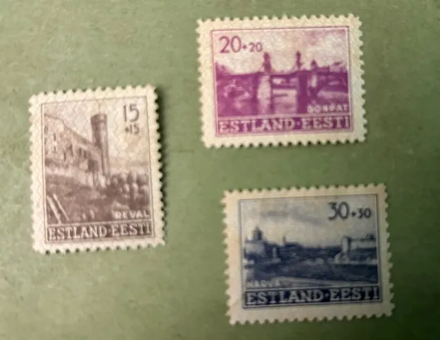 3 Briefmarken 1941 Deutsche Besetzung II. WK Estland