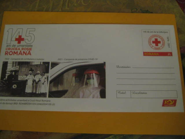 2021 Romania Envelope with 145 years of Red Cross in Romania - MNH