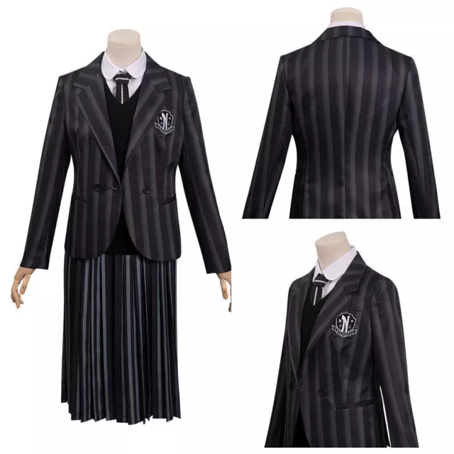 Kids Wednesday Addams Cosplay Costume Outfits Halloween Carnival Party Suit