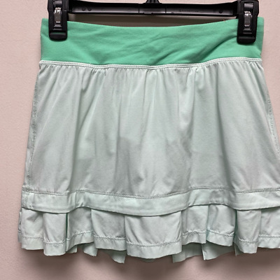Ivivva By Lululemon Girls Skort Green Color Block Layered Stretch Pull Ons 12