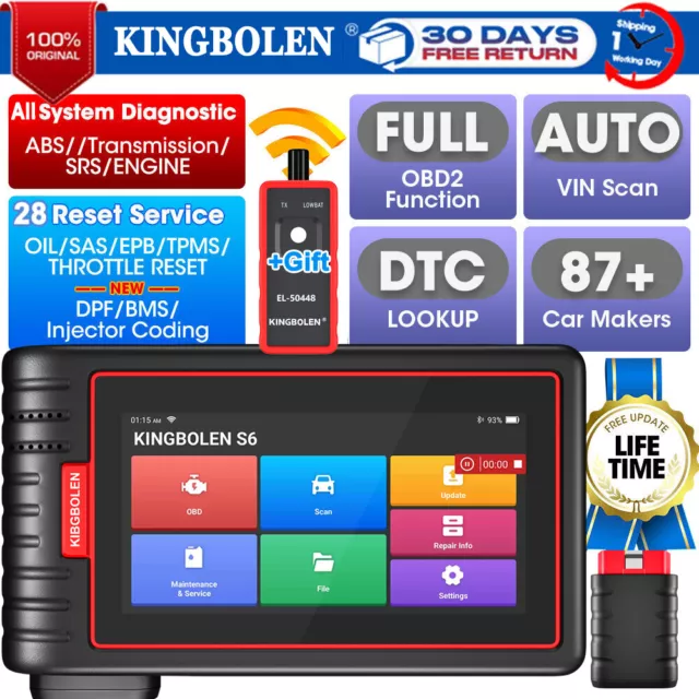 2024 KINGBOLEN S6 PRO OBD2 Scanner Full System Car Diagnostic Tool Thinkscan Max