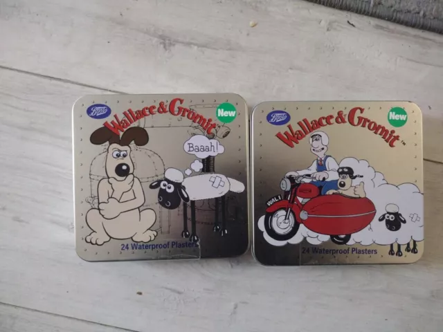 Rare 2 Vintage Wallace And Gromit Plasters Tins, New and Both Sealed Boots  1998