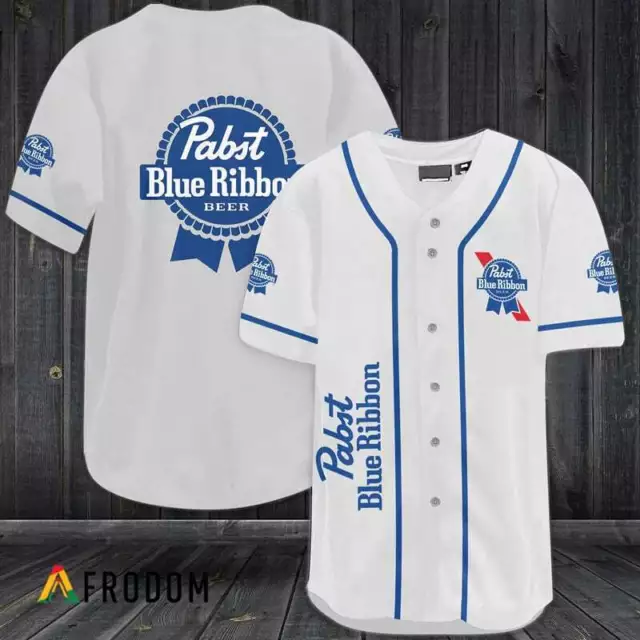 Personalized White Pabst Blue Ribbon 3D Jersey All Size Free Shipping