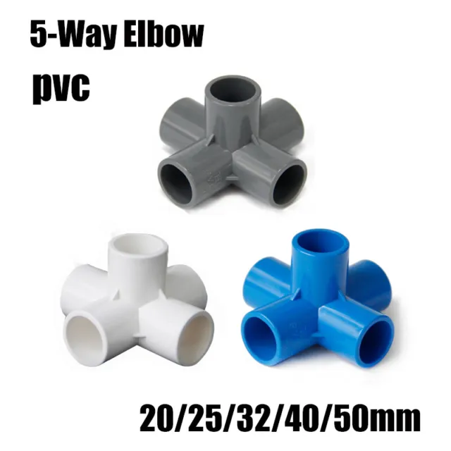 5-Way Elbow PVC Pipe Fitting Solvent Weld Metric Aquarium Pond Tank 20mm-50mm