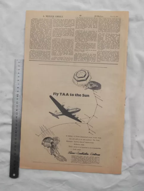TAA Trans Australian Airlines Large Advertisement removed from 1947 Newspaper aa