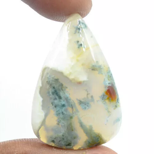 Cts. 29.25 Natural Landscape Moss Agate Cab Pear Cabochon Loose Gemstone