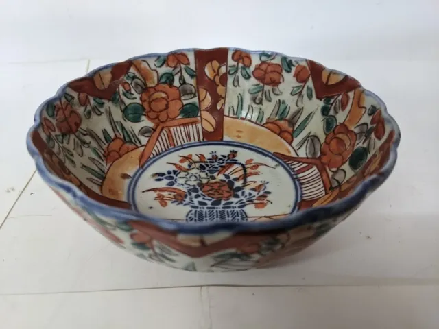 Japanese Porcelain Imari Pattern Plate Bowl Meiji Period Antique C 1900