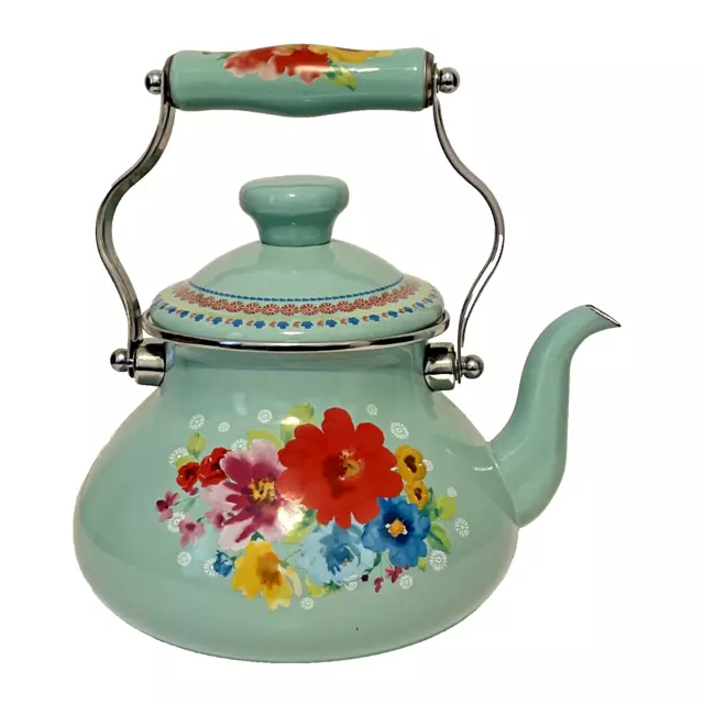 Pioneer Woman Breezy Blossom Enamel on Steel 1.9-Quart Tea Kettle