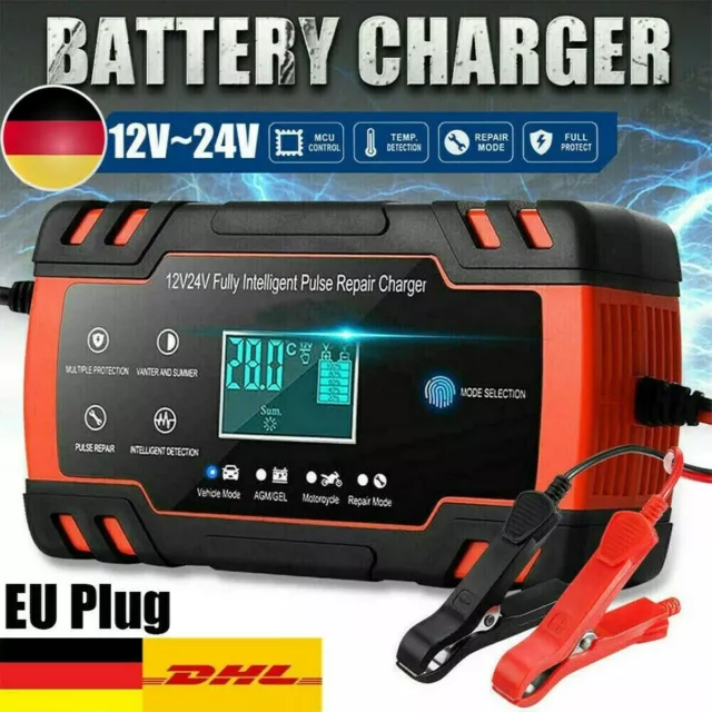 Professional Intelligent Car Vehicle Battery Charger Pulse Repair AGM/GEL 150AH 3