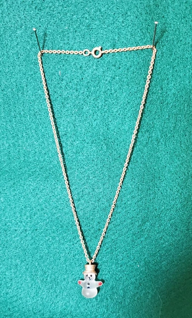 Vintage Child's  AVON FROSTED GLASS SNOWMAN  NECKLACE