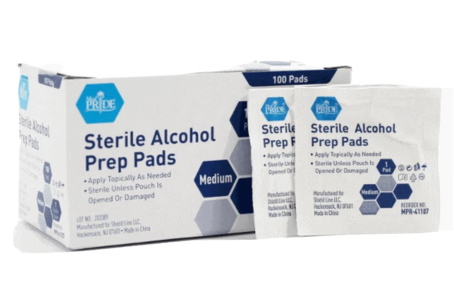 Almohadillas de preparación de alcohol estéril MPR-41107 MedPride, medianas 100 unidades