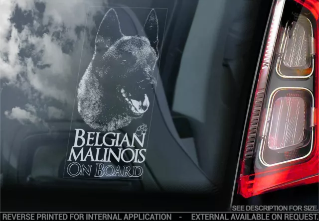 Belgian Malinois Car Sticker - Dog On Board Bumper Window Decal Sign Gift V19