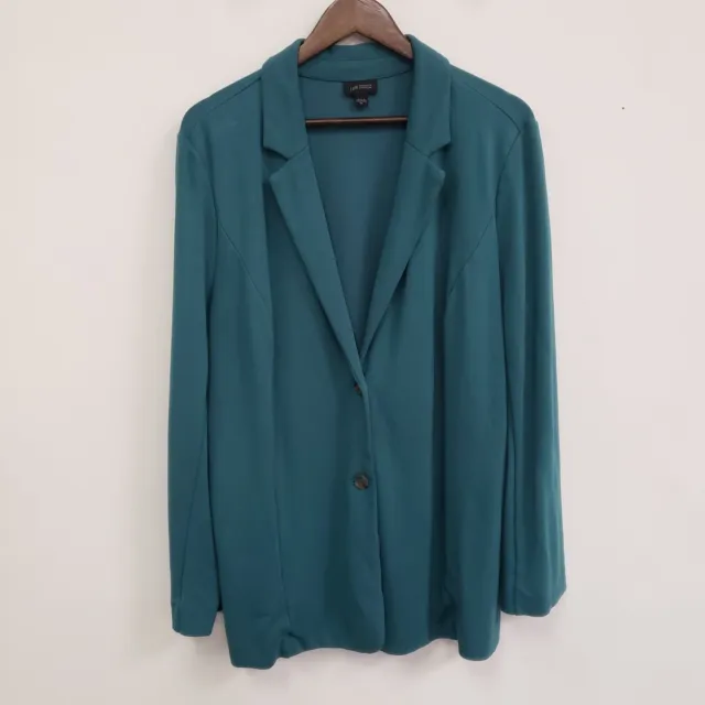 J Jill Wearever Collection Womens Button Front Blazer Size 2x Blue Stretch Work