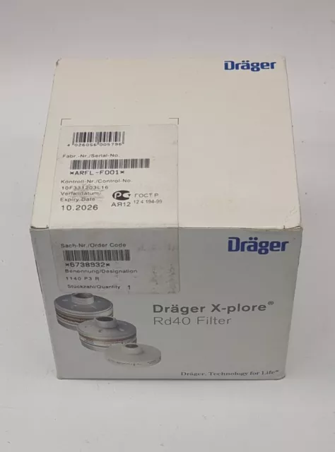 Draeger X-Plore Rd40 P3 Particulate Filter Cartridge - 6738932 - 1140 P3 R
