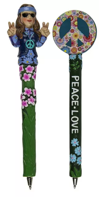 4 Stück Kugelschreiber HIPPIE Look Peace Frieden Weed Love Blumen Kuli Stift SET 2
