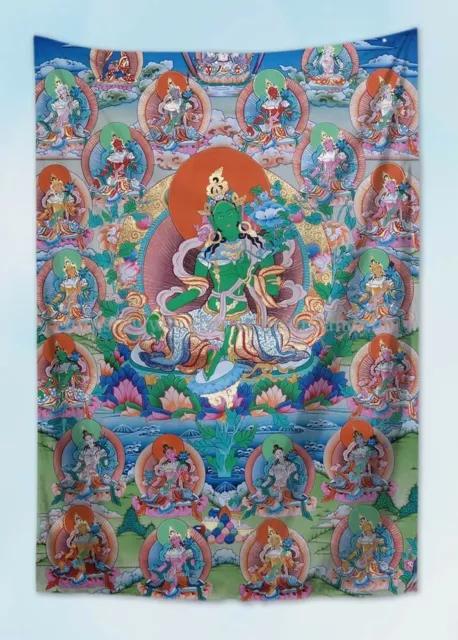 Twenty Two Forms of Tibetan Buddhist Goddess Green Tara wall tapestry wall art