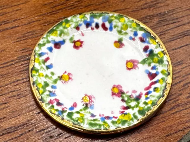 Dolls house miniature 1:12 HAND PAINTED decorative porcelain plate by SU CARTER