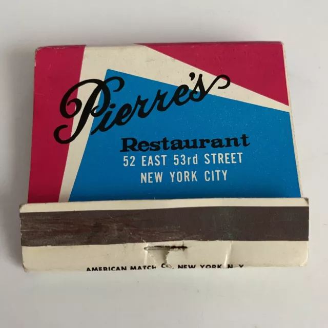 Vintage Matchbook - Pierre’s Restaurant - NYC New York