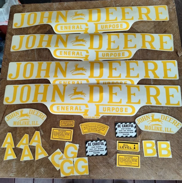 VINTAGE JOHN DEERE Model B G A Tractor Decal Set NOS 1979 29.95