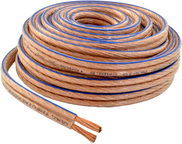 Car Home Audio Speaker Wire Transparent Clear Cable 10AWG 10/2 Gauge 100 Feet