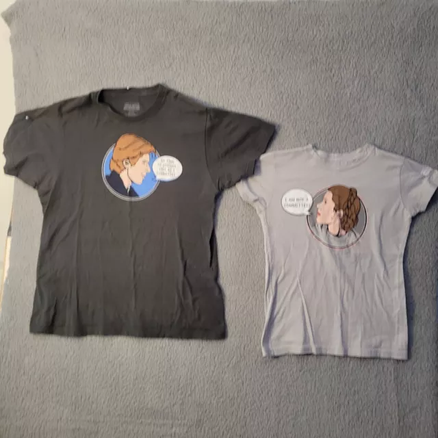 Star Wars Celebration 2015 Anaheim Princess Leia M & Hans Solo L 2 T Shirts