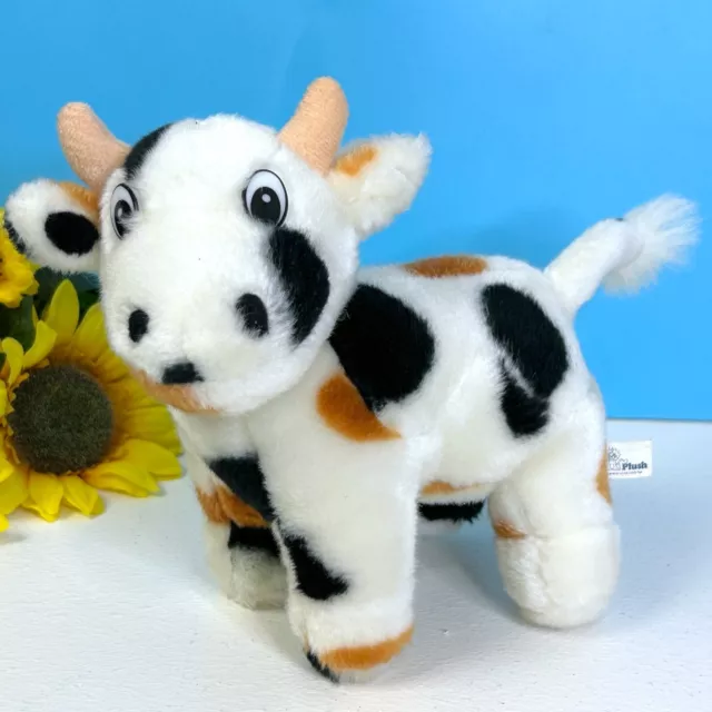 VERY RARE Vintage King Plush Cow Black White Brown 7" Plush Stuffed Animal Toy