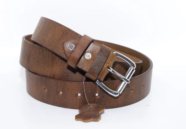 Men's Genuine Buffalo FULL GRAIN Leather Belt, 1 1/2" width, Handmade, By Amish