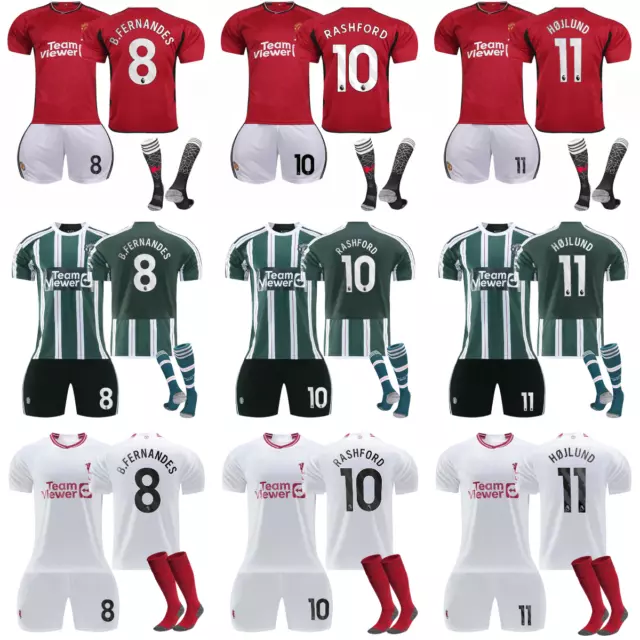 MU Boys Girls Mens Home Away Third Full Kits Kids Soccer Strip Socks Short Shirt