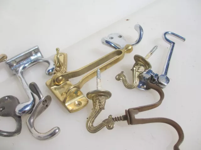 Coat Hooks Hat Hangers Old Brass Metal Chrome ODD Modern - Retro LOT 3