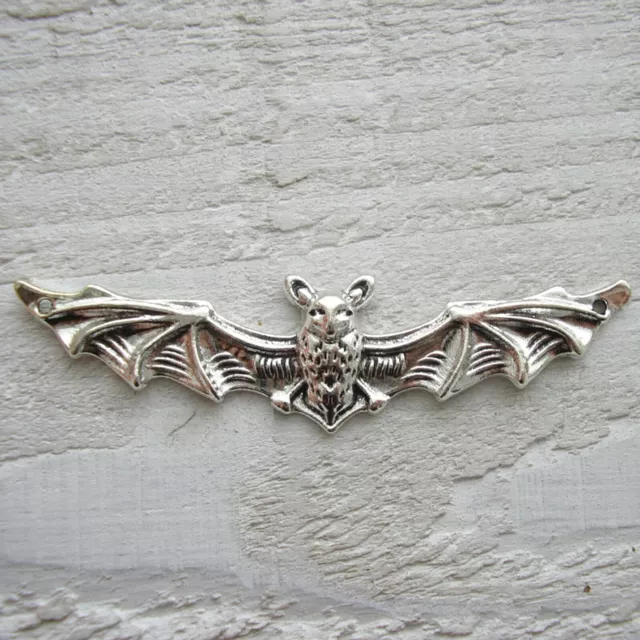 4 Long Bat Connector Charms - Gothic Goth Vampire Pendants 65mm