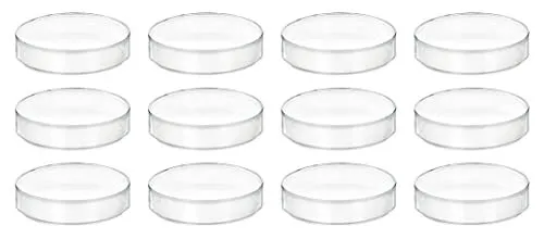 12PK Plastic Petri Dishes with Lids - 2" Diameter 0.5" Depth - Molded in Poly...