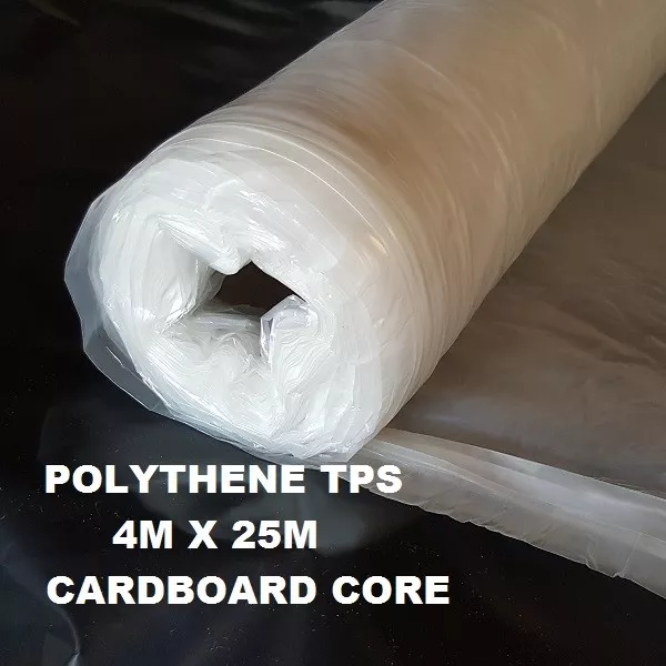 10 x ROLLEN X 25m x 4m Klar Polyethylen Kunststoff Folienrolle TPS SCHNELLE LIEFERUNG