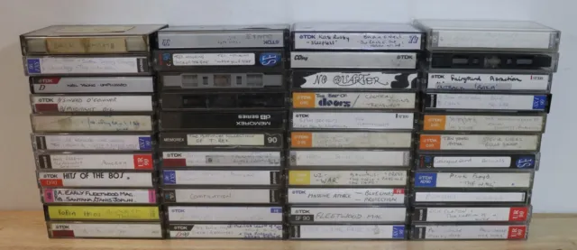 Job lot off 44 home recorded cassettes - 60's / 70's /80's / 90's mixed genres