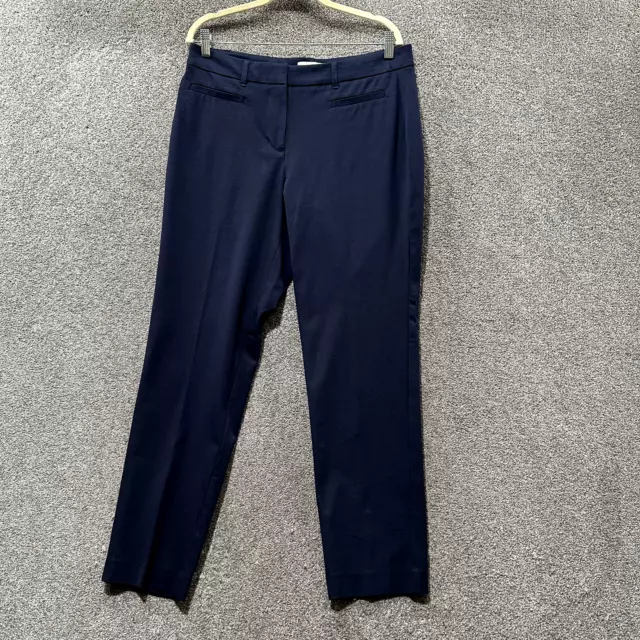 Talbots Trouser Pants Women 12 Blue CURVY Straight Hi Rise Stretch Office Career