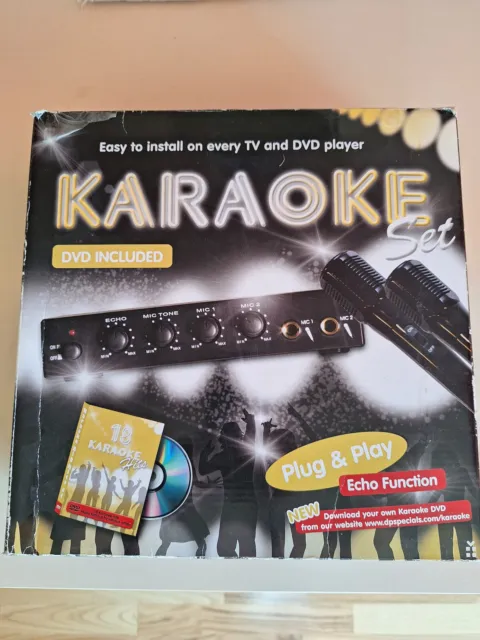 Karaoke Set inkl. DVD 2 Mikrofone Steuergerät Anschlusskabel - OVP - gebraucht