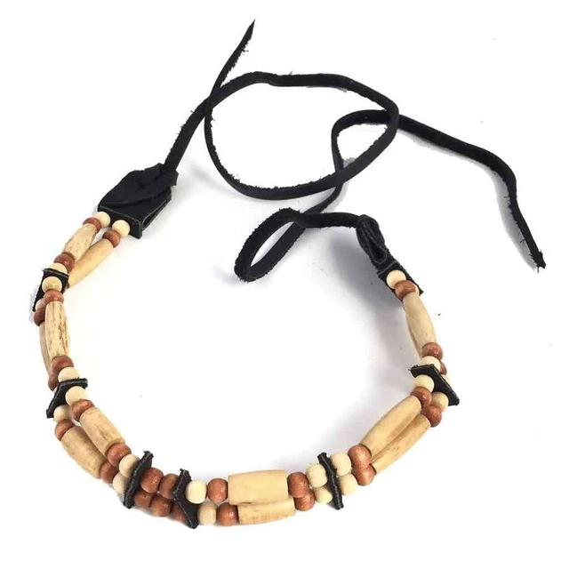Bracelet Amérindien Huron 5 Nations Canada - Cuir Et Os - Neuf Avec étiquettes