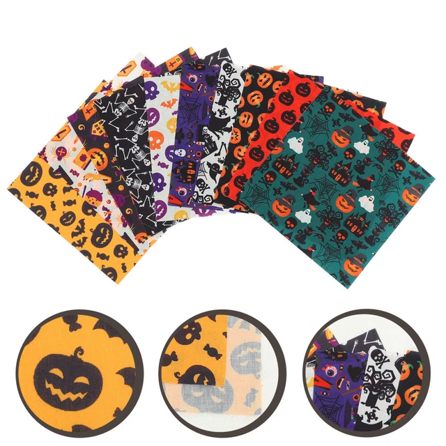 10 Pcs Halloween Patchwork Holiday Craft Fabric Square Bundles Quilting