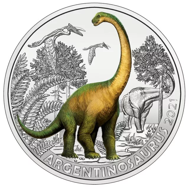 3 Euro Österreich Argentinosaurus 2021 Tier Taler hgh.in Münzkapsel