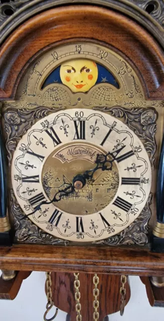 Warmink Sallander Clock Moon Phase 8 Day Vintage Dutch Oak Spares Repairs 3