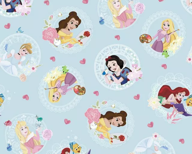 Disney Principessa Cuori 100%Cotone Tessuto Varie Disegni